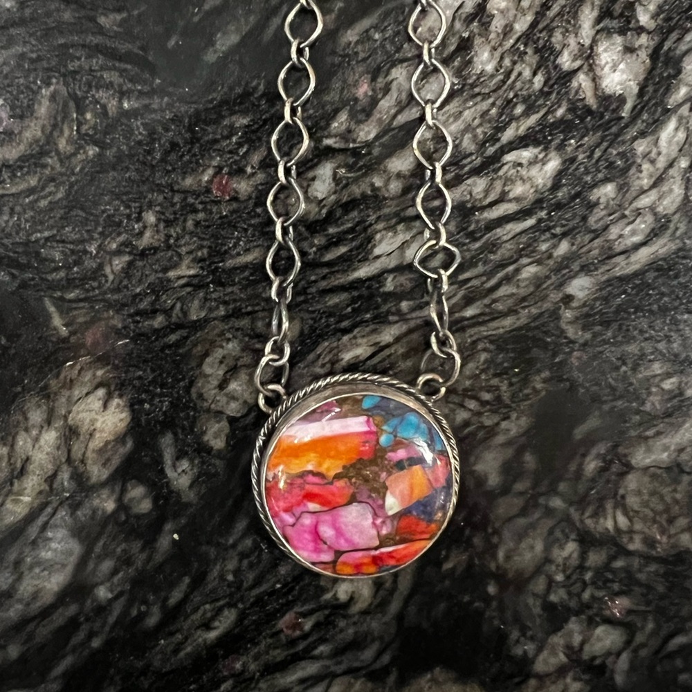 Mixed Stone Necklace (pink)